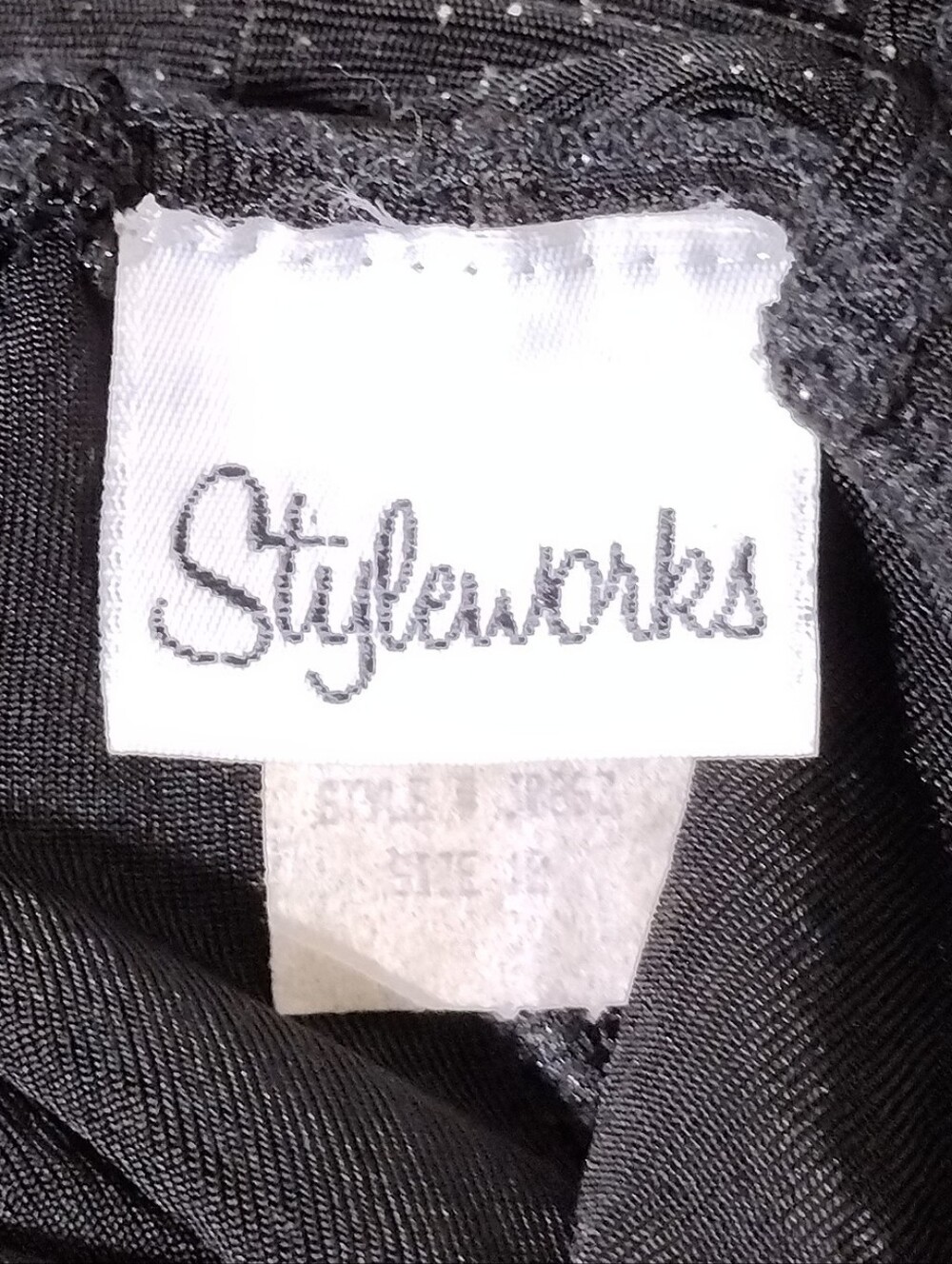 Styleworks Sparkle V-Neck Dress Women's 12 Black Party Retro Y2K 90s Romantic - Picture 6 of 7